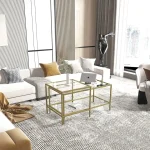 Masa de cafea Deco metal-sticla-auriu,Homs,seria D-710,0029 - imagine 2