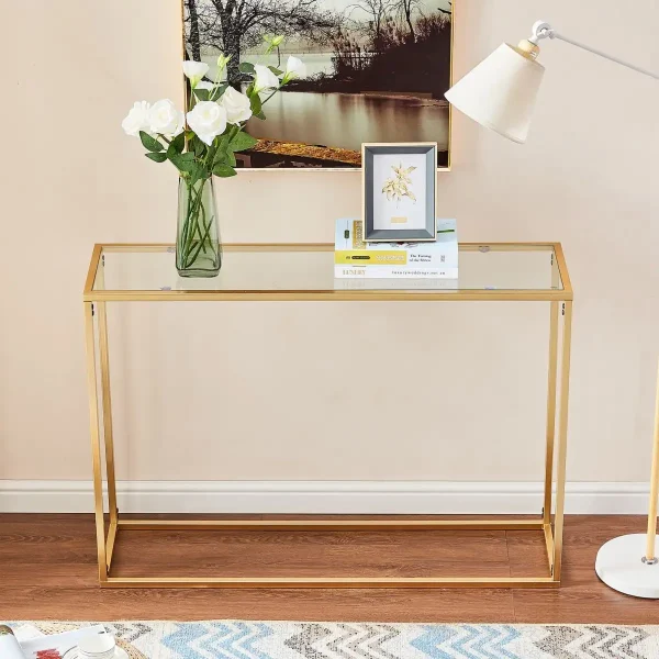 Consola metal-sticla auriu Deco seria D-710, homs,100x30x80 cm ,0030