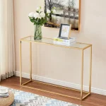 Consola metal-sticla auriu Deco seria D-710, homs,100x30x80 cm ,0030 - imagine 2