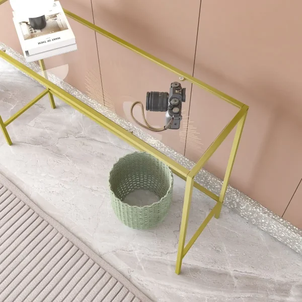 Consola metal-sticla auriu Deco seria D-710, homs,100x30x80 cm ,0031