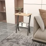 Masuta de cafea in stil industrial, Deco, Homs, Seria 710,45 x 30 x 62 cm, negru/nuc,0053 - imagine 5