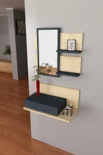 Corp suspendat cu oglinda pentru hol, Mina Homs, 60 x 87.5 x 31.3 cm, stejar/gri - imagine 4