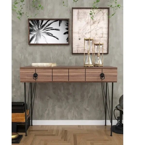 Consola hol Aida cu sertar culoare nuc si negru
