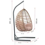 Balansoar scaun suspendat din rattan pentru exterior interior 205x110x95 cm