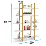 Biblioteca Lana din metal auriu 178x120x28 cm - imagine 2