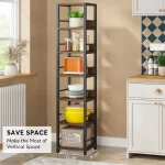 Biblioteca de colt, nuc/negru, 190x35x35 cm - imagine 2