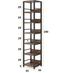 Biblioteca de colt, nuc/negru, 190x35x35 cm - imagine 3