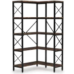 Biblioteca Cindy pentru colt din culuare nuc si negru, 167 cm - imagine 5