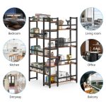 Biblioteca pentru colt din culuare nuc si negru, 167 cm - imagine 2