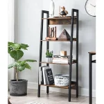 Etajera cu 4 polite, biblioteca culoare nuc, 137cm - imagine 5