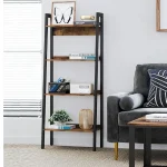 Etajera cu 4 polite, biblioteca culoare nuc, 137cm - imagine 3