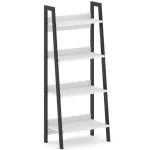 Etajera cu 4 polite, biblioteca culoare alb, 137cm - imagine 3