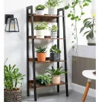 Etajera cu 4 polite, biblioteca culoare nuc, 137cm