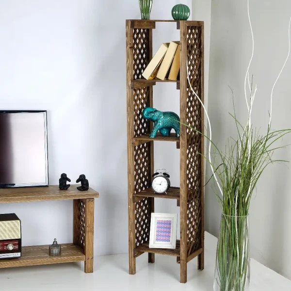 Raft organizator cu 4 politie pentru ,baie bucatarie, culoare nuc, 140 cm