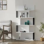 Biblioteca Alecia culoare alb si negru 160cm - imagine 4