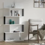 Biblioteca Alecia culoare alb si negru 160cm - imagine 3