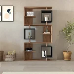 Biblioteca Idalia culoare nuc si antracit 172 cm