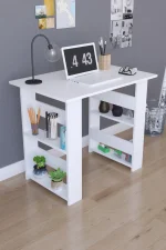 Birou cu rafturi Wish Homs 90 x 60 x 75 cm, Alb - imagine 3