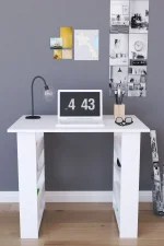 Birou cu rafturi Wish Homs 90 x 60 x 75 cm, Alb - imagine 2