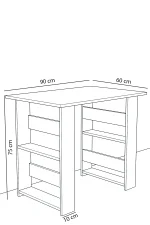 Birou cu rafturi Wish Homs 90 x 60 x 75 cm, Alb - imagine 4