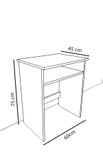 Birou compact 60×75×45 cm – PAL alb economic - imagine 4