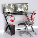 Birou calculator cadru metalic Nadia Homs, negru