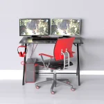 Birou calculator cadru metalic Nadia Homs, negru - imagine 4