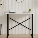 Birou stil industrial Coby culoare alb, metal/pal, 90 cm - imagine 2