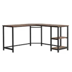 Birou de colt Oscar, culoare nuc si negru, 138x138x76 cm - imagine 6