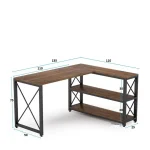 Birou Oscar,culoare nuc si negru,135+110x75 cm - imagine 2