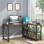 Birou Oscar,culoare nuc si negru,135+110x75 cm - imagine 5