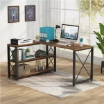 Birou Oscar,culoare nuc si negru,135+110x75 cm - imagine 4