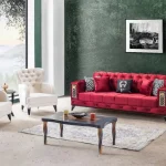 Canapea extensibila 3 locuri living 225x89x90 cm – stofa albastra – Bolivia - imagine 10