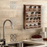 Raft condimente bucatarie din lemn masiv 48 cm - imagine 3