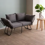 Canapea extensibila 2 locuri living 180x60 cm – stofa gri & metal negru – Viper - imagine 14