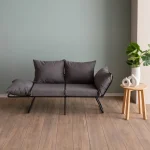 Canapea extensibila 2 locuri living 180x60 cm – stofa gri & metal negru – Viper - imagine 16