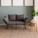 Canapea extensibila 2 locuri living 180x60 cm – stofa gri & metal negru – Viper - imagine 17