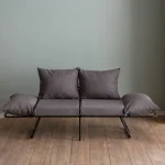 Canapea extensibila 2 locuri living 180x60 cm – stofa gri & metal negru – Viper - imagine 18