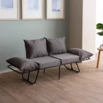 Canapea extensibila 2 locuri living 180x60 cm – stofa gri & metal negru – Viper - imagine 19