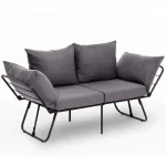 Canapea extensibila 2 locuri living 180x60 cm – stofa gri & metal negru – Viper
