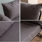 Canapea extensibila 2 locuri living 180x60 cm – stofa gri & metal negru – Viper - imagine 12