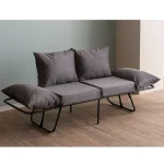 Canapea extensibila 2 locuri living 180x60 cm – stofa gri & metal negru – Viper - imagine 11