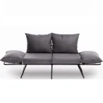 Canapea extensibila 2 locuri living 180x60 cm – stofa gri & metal negru – Viper - imagine 7