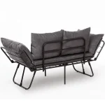 Canapea extensibila 2 locuri living 180x60 cm – stofa gri & metal negru – Viper - imagine 10