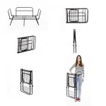 Canapea extensibila 2 locuri living 180x60 cm – stofa gri & metal negru – Viper - imagine 20