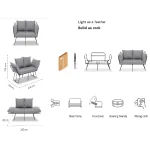 Canapea extensibila 2 locuri living 180x60 cm – stofa gri & metal negru – Viper - imagine 21