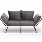 Canapea extensibila 2 locuri living 180x60 cm – stofa gri & metal negru – Viper - imagine 8