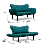 Canapea extensibila 2 locuri living 180X70 cm – stofa verde smarald – Chatto - imagine 3