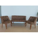 Set canapea 2 locuri cu 1 fotolii, Cafe Homs,maro - imagine 3