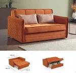 Canapea extensibila 2 locuri cu lada 166x113x91 cm – stofa maro – Merlin - imagine 3